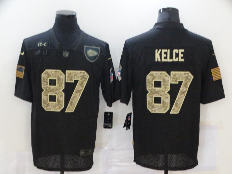 Men Kansas City Chiefs 87 Kelce Black camo Lettering 2020 Nike NFL Jersey